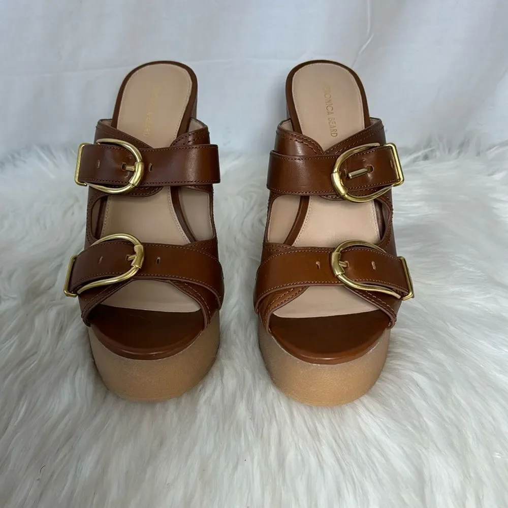 Veronica Beard Garrick NWOT Platform Dual Buckle Slide Sandals Sz‎ 10